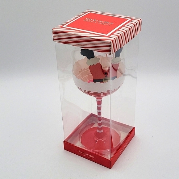 NEW STYLE SETTER Holiday Goblet Tipsy Santa 🎅 Candy Cane Stem - Picture 1 of 6